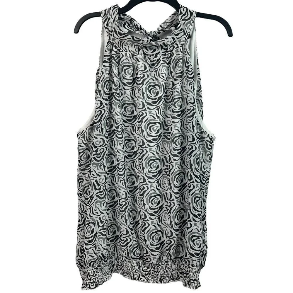 Lane Bryant Womens Lined Blouse Sleeveless Elastic Hem Black White 26/28W - Picture 1 of 8